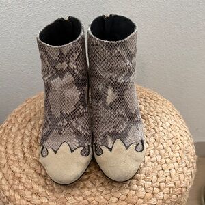 Free People Stylish Snake Print Ankle Boots